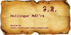 Hollinger Márk névjegykártya